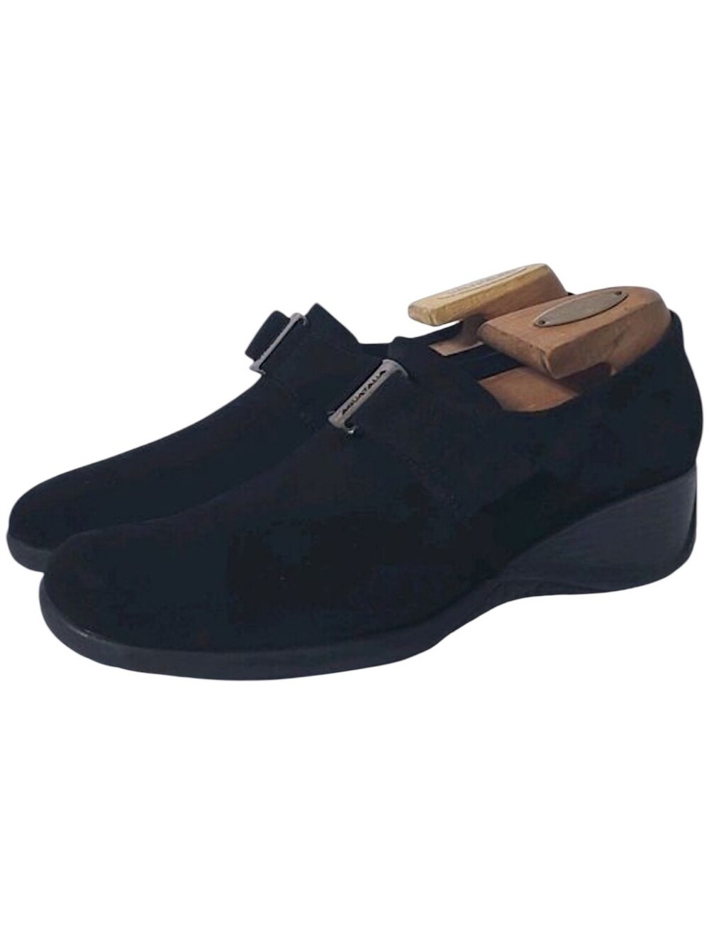 Aquatalia By Marvin K Shoes Womens 8.5 Loafer Black Suede Casual Wedge Comfort
